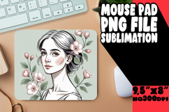 Playful Mouse Mat Sublimation PNG, Beauty Woman Product Image 1