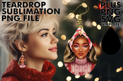 Sweet Teardrop Earrings Art, Afro Girl Product Image 1
