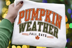 Pumpkin Weather Fall Days PNG, Retro Autumn Typography Product Image 1
