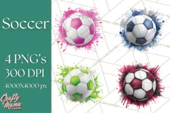 Soccer Clipart PNG with Team Color Paint Splash Design Product Image 1