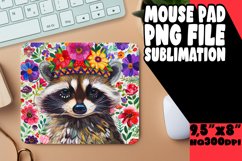 Joyful Raccoon &amp; Floral Wrap for Mouse Pad PNG Product Image 1