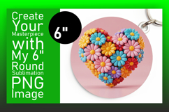 Lovely Circle Design Car Coaster PNG , Flowers Heart Product Image 1