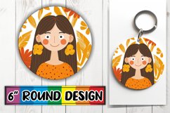 Beautiful Watercolor Round Design with Woman PNG Product Image 1