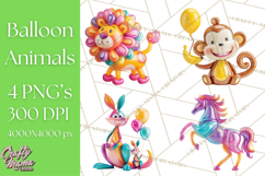 Bright Balloon Animals Clipart PNG Shiny Candy Colors Product Image 1