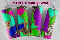 Leopard Rainbow Strained Glass Glitter 20 oz tumbler wrap Product Image 1