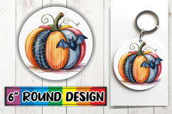 Whimsical Car Coaster Round PNG, Pumpkin Watercolor Product Image 1