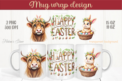 Easter highland cow with bunny mug wrap sublimation design Product Image 1