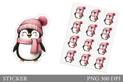 Cute Penguin Sticker Design. Winter Sticker Printable Product Image 1