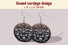 Vintage pattern earrings | Silver Round Earring sublimation Product Image 1