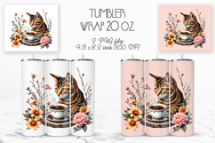 Cute cat and coffee cup straight tumbler 20oz wrap designs Product Image 1