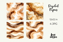 Coffee &amp; Cream Digital Paper Watercolor Seamless Patterns Product Image 2