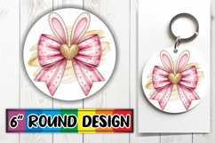 Cozy Keychain Round Design PNG, Easter Bow Product Image 1