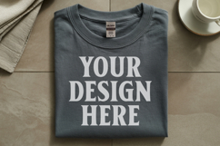 Charcoal Gildan 5000 Flat Lay Tshirt Mockup, G5000 mockup Product Image 1