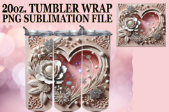Lively Sublimation 20oz tumbler wrap, 3D Heart Product Image 1