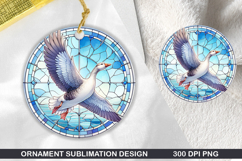 Cute Gull Stained Glass Ornament PNG, Digital Download File Product Image 1