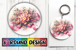 Sweet Sublimation Circle Keychain, Flowers Product Image 1