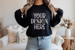 Black Gildan 18000 Sweatshirt Mockup,G18000 Crewneck Sweatsh Product Image 1