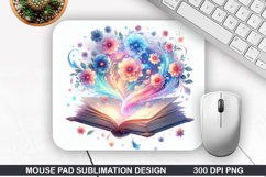 Book Flower Mouse Pad Sublimation, Animals Mouse Pad PNG Product Image 1