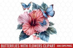 Butterflies With Flowers Clipart Product Image 1
