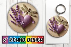 Whimsical Keychain Circle Sublimation, 3D Heart Product Image 1