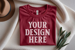 Gildan 64000 Red Folded Tshirt Mockup Product Image 1