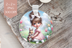Easter Girl and Bunny Keychain PNG for Sublimation Product Image 1