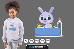 Rabbit Taking a Bath for T-Shirt Design Product Image 1