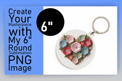 Chic Round Design Keychain Artwork , Flowers Heart Product Image 1