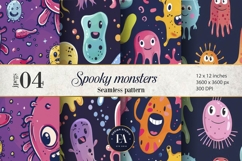 Cute baby monster Digital Paper | Spooky Bacteria Pattern Product Image 1