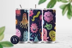 Cute baby monster Digital Paper | Spooky Bacteria Pattern Product Image 2