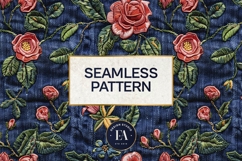 Embroidered Denim Digital Paper| Rose Denim Pattern Product Image 3