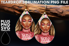 Playful Teardrop Earrings Magic PNG, Afro Girl Product Image 1