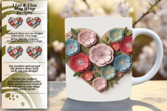 Graceful 11oz Mug Wrap Png Template , Flowers Heart Product Image 1