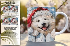 Festive Peeking Dog Sublimation Winter Mug Wrap Art 11oz Product Image 1