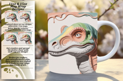 SLEEK 11oz PNG Mug Wrap Artwork , Cute Dino Product Image 1