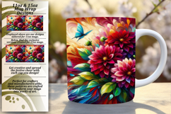Chic 11oz Mug Wrap Png Artwork , Flowers Product Image 1
