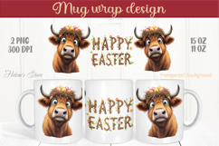Easter highland cow with bunny mug wrap sublimation design Product Image 1