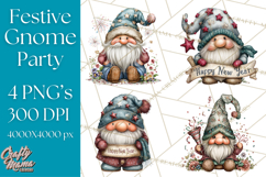 Winter Metallic New Year Gnomes PNG Clipart Product Image 1