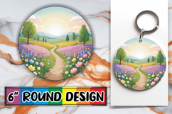 Cozy Keychain Round Design PNG, Spring Product Image 1
