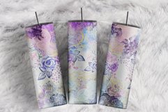 Purple Floral Abstract Watercolor Marble 20 oz tumbler wrap Product Image 1