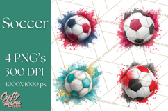 Soccer Clipart PNG with Team Color Paint Splash Design Product Image 1