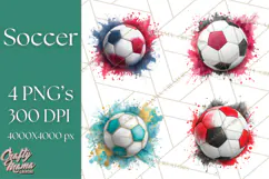 Soccer Clipart PNG with Team Color Paint Splash Design Product Image 1
