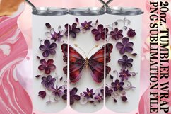 Butterfly and Blooms Tumbler Wrap - 20oz Spring 3D Product Image 1