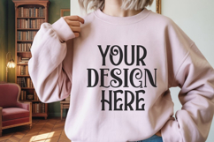 Pink Gildan 18000 Sweatshirt Model Mockups, Product Image 1
