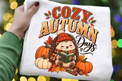 Cozy Autumn Days PNG, Cute Hedgehog Reading Book Fall Product Image 2