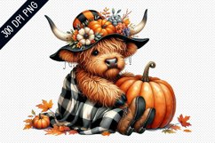 Halloween Highland cow Sublimation - Clipart PNG Design Product Image 1