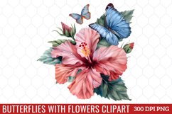 Butterflies With Flowers Clipart Product Image 1