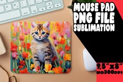 Sweet Floral Kitty Mouse Pad for Print PNG Product Image 1