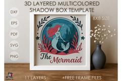 3D Little Mermaid Fairytale Shadow box SVG Papercut template Product Image 1