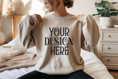 Sand Gildan 18000 Crewneck Sweatshirt Mockups,G18000 Product Image 1